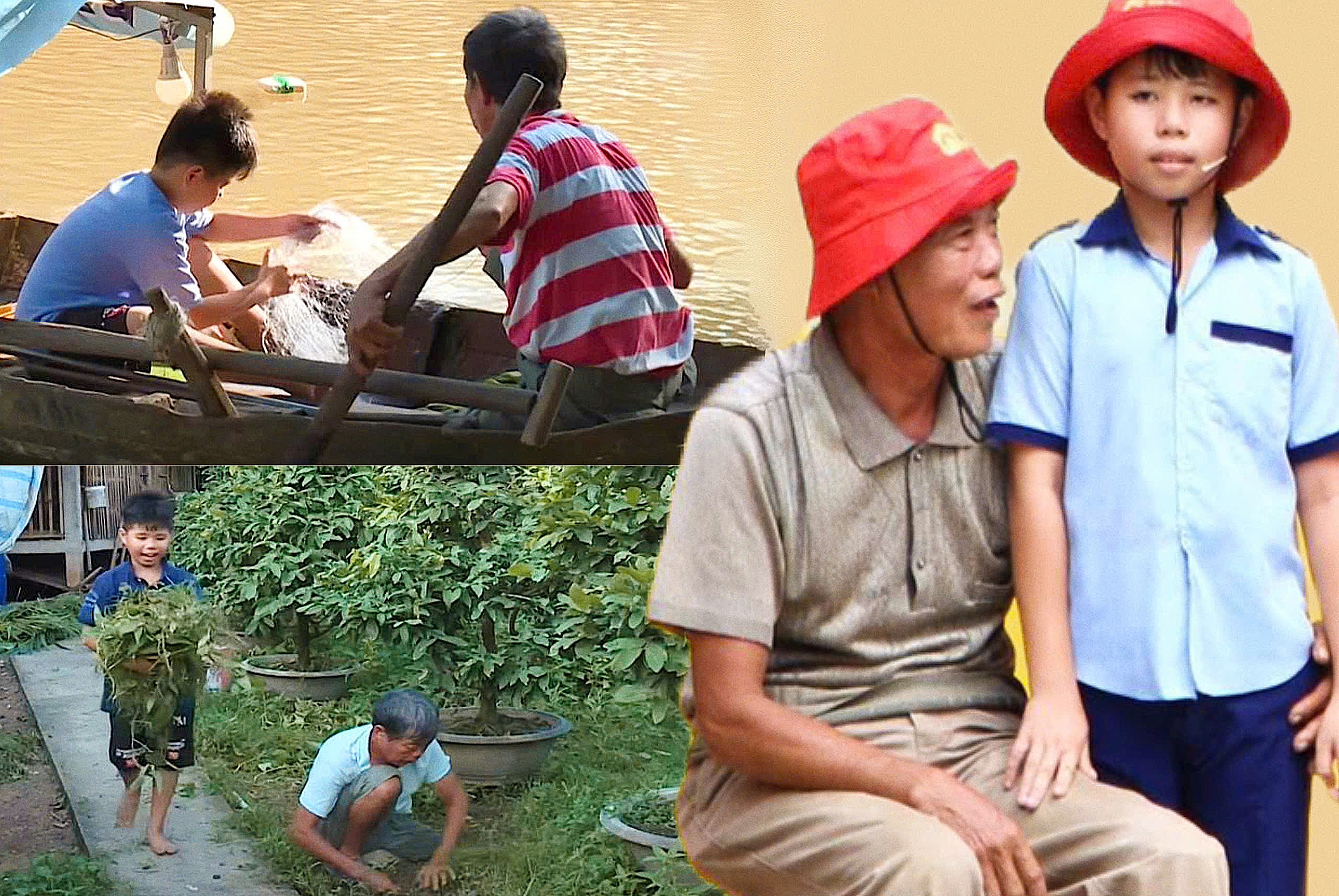 “Con thích nhất là được ăn cơm với ông bà, vì ăn cùng ông bà rất vui. Ông làm nghề thả lưới bắt cá nên ngày nào con cũng được ăn cá. Con còn đi hái rau luộc ăn cơm.”, lời tâm sự mộc mạc về ông bà của cậu bé nhỏ.