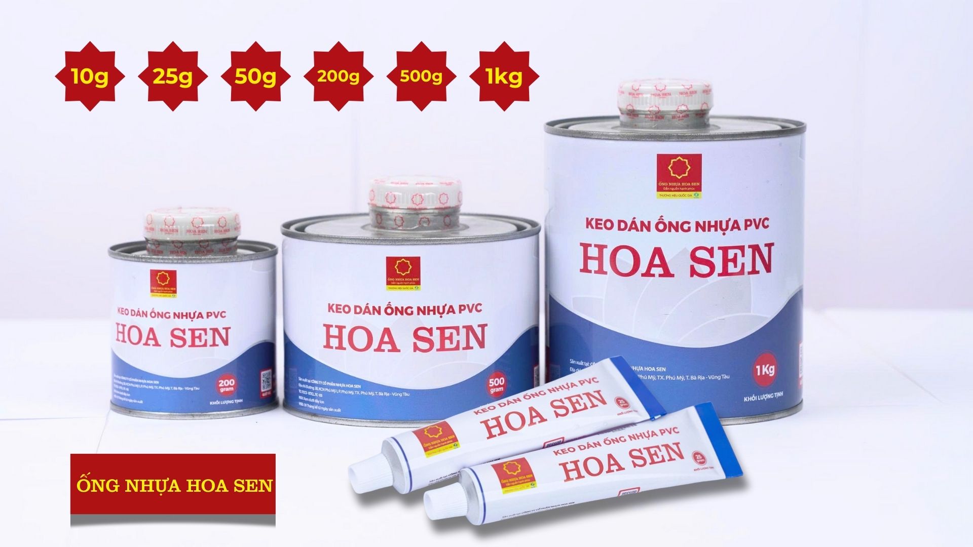 Dung tích keo dán ống nhựa PVC Hoa Sen hiện có