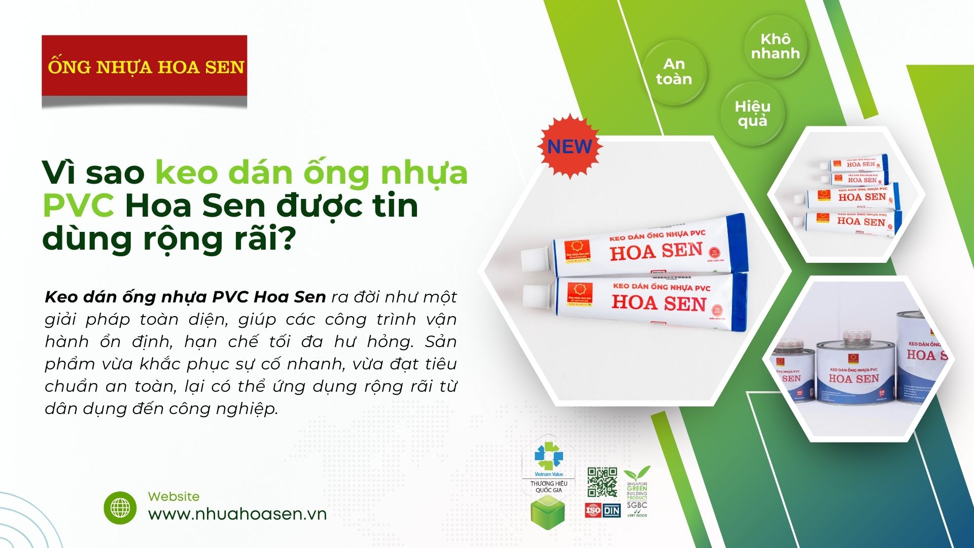 Keo dán ống nhựa PVC Hoa Sen chất lượng cao