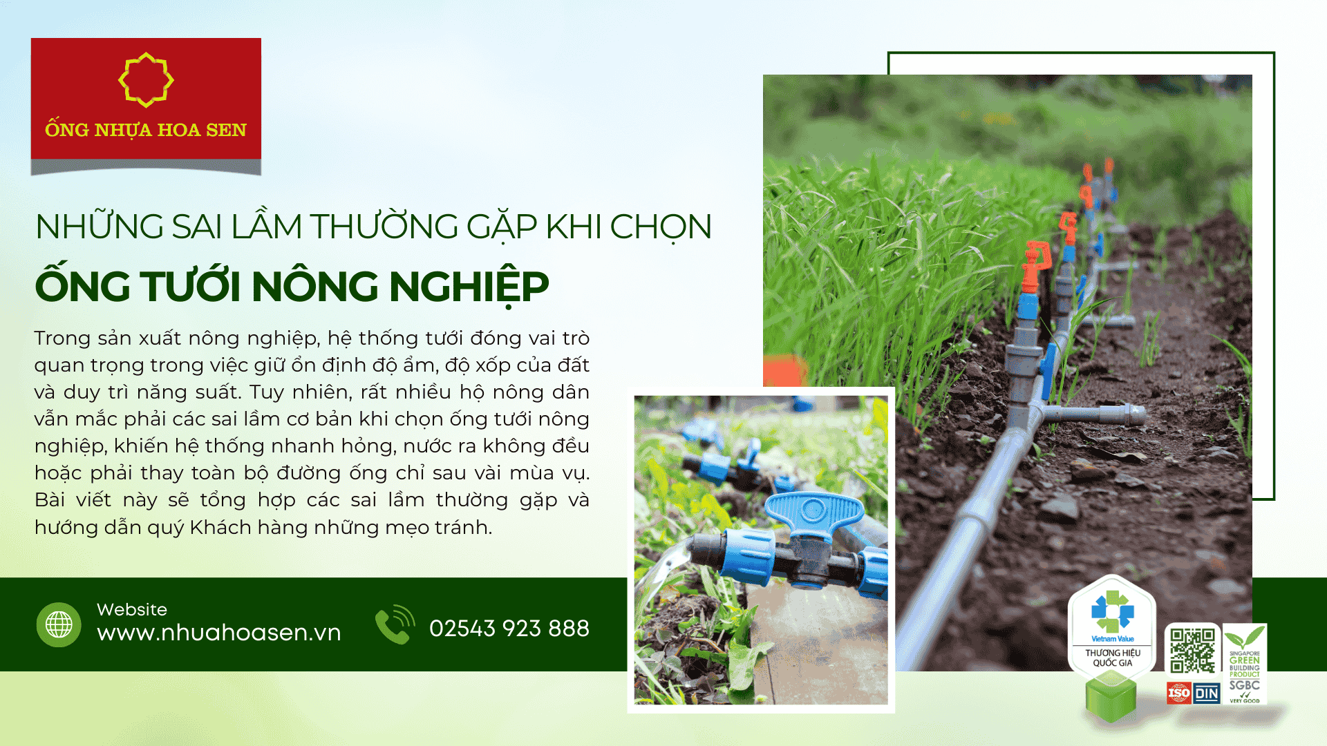 Những sai lầm thường gặp khi chọn ống tưới nông nghiệp