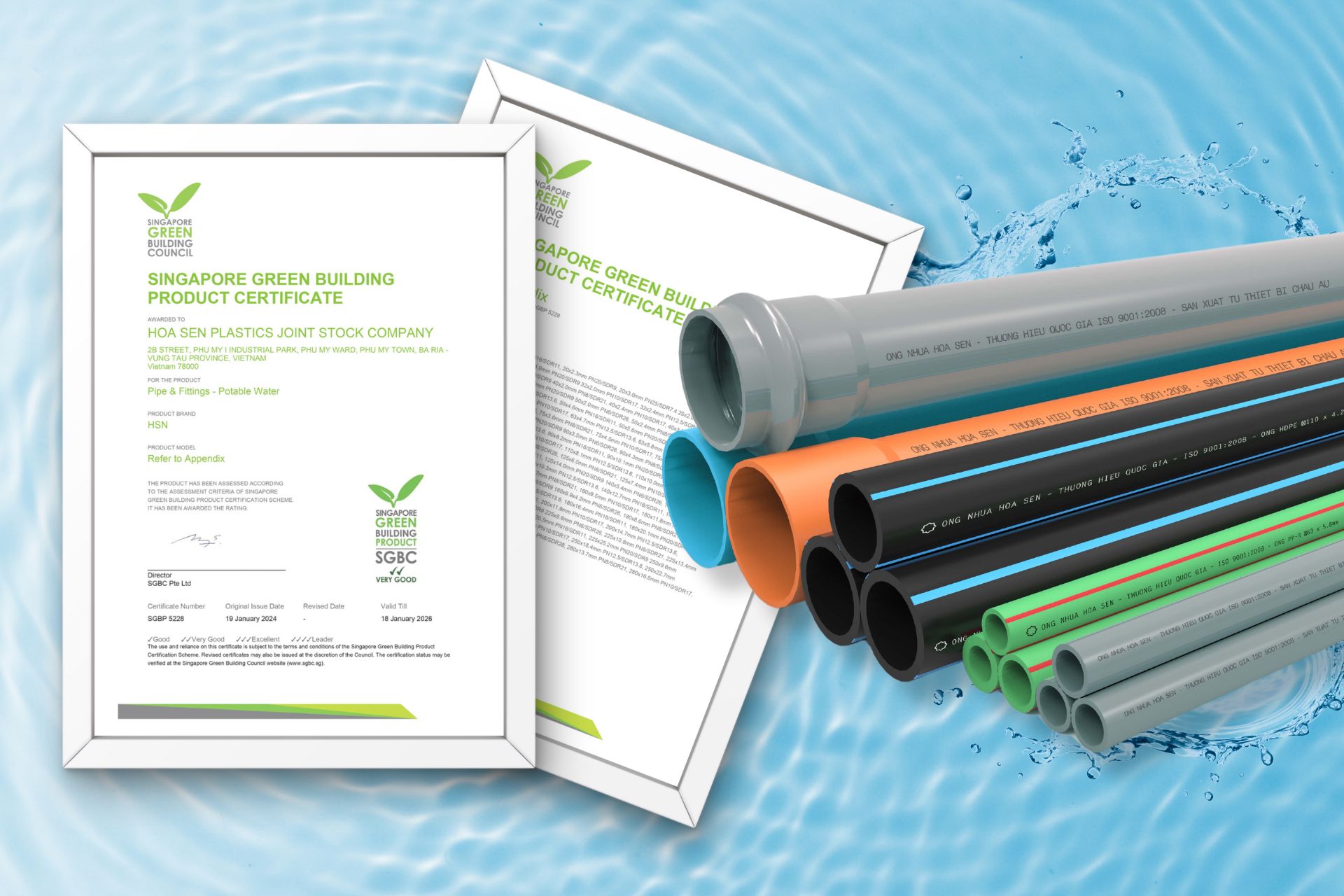 Chứng nhận xanh môi trường của ống nhựa Hoa Sen