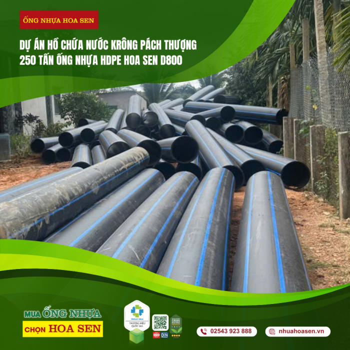 Ống Nhựa HDPE Hoa Sen tập kết cạnh dự án Hồ Krông Pách Thượng tại Đắk Lắk